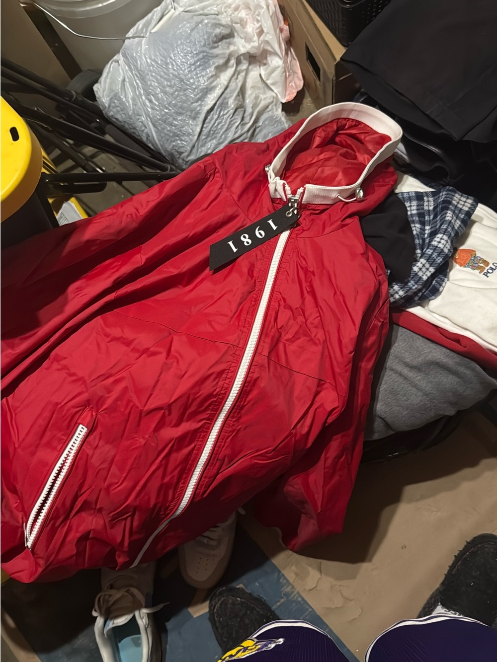 Guess Red Hooded Windbreaker with White Trim